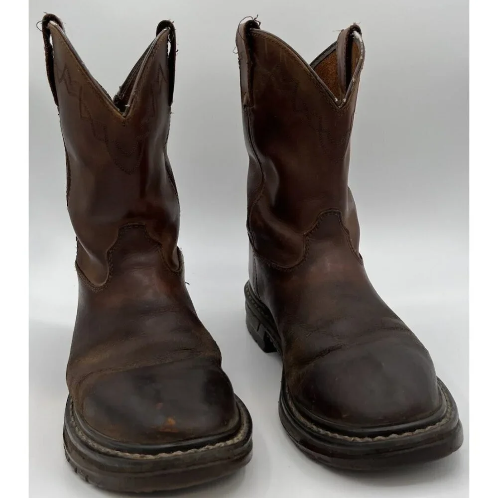 Rocky Original Ride Roper Men’s Brown Leather Western Work Boots Size 9M
